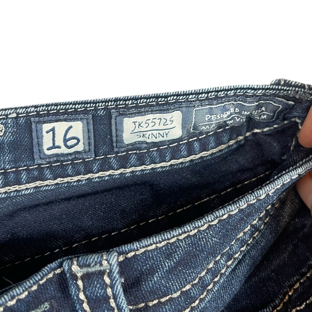 Miss Me JK55725 Girl’s Embellishment Rhinestone Skinny Blue Jeans Sz 16 (26x31 - Picture 5 of 9